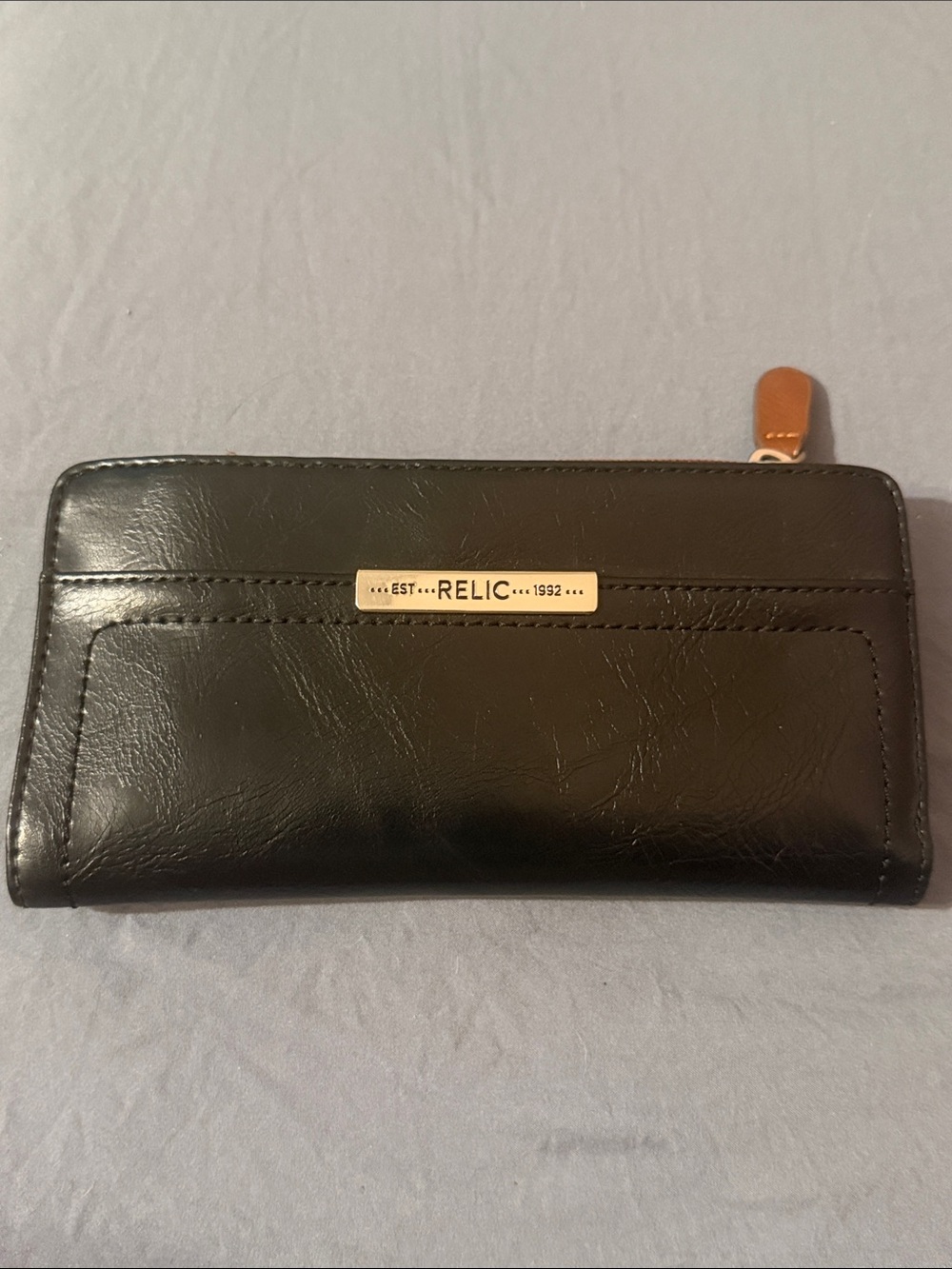 Relic Black Wallet with Gold Accent Zip